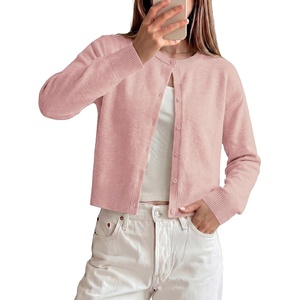 image:imageGRACE KARIN Cropped Cardigan Sweaters for Women Long Sleeve Crew Neck Open Front Jackets Y2K Fall Fashion Clothes 2026Light Pink