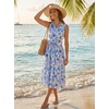 image:imageGRACE KARIN Womens 2026 Summer Sleeveless Floral Flowy Casual Dresses Boho Tie Belt A Line Shirt Midi Dress with PocketBlue