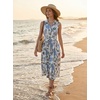 image:imageGRACE KARIN Womens 2026 Summer Sleeveless Floral Flowy Casual Dresses Boho Tie Belt A Line Shirt Midi Dress with PocketGreen