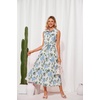 image:imageGRACE KARIN Womens 2026 Summer Sleeveless Floral Flowy Casual Dresses Boho Tie Belt A Line Shirt Midi Dress with PocketGreen