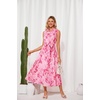 image:imageGRACE KARIN Womens 2026 Summer Sleeveless Floral Flowy Casual Dresses Boho Tie Belt A Line Shirt Midi Dress with PocketPink Flower