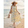 image:imageGRACE KARIN Womens 2026 Summer Sleeveless Floral Flowy Casual Dresses Boho Tie Belt A Line Shirt Midi Dress with PocketYellow