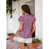 image:imageGRACE KARIN 2026 Boho Tops for Women Dressy CasualRuffle Sleeve Chiffon Blouses Floral ShirtsV Neck Summer Fashion ClothesBlue Red
