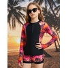 image:imageGRACE KARIN Girls Rash Guard Swimsuit Long Sleeve Two Piece Bathing Suit UPF 50 Summer Swimwear Size 612YBlack Coconut Tree