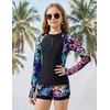 image:imageGRACE KARIN Girls Rash Guard Swimsuit Long Sleeve Two Piece Bathing Suit UPF 50 Summer Swimwear Size 612YBlack Floral