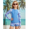 image:imageGRACE KARIN Girls Rash Guard Swimsuit Long Sleeve Two Piece Bathing Suit UPF 50 Summer Swimwear Size 612YBlue Floral