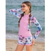 image:imageGRACE KARIN Girls Rash Guard Swimsuit Long Sleeve Two Piece Bathing Suit UPF 50 Summer Swimwear Size 612YPink Coconut Tree