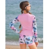 image:imageGRACE KARIN Girls Rash Guard Swimsuit Long Sleeve Two Piece Bathing Suit UPF 50 Summer Swimwear Size 612YPink Coconut Tree