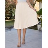image:imageGRACE KARIN Pleated Midi Skirt for WomenChiffon Elastic High Waist Knee Length SkirtsSwing Flare ALine OutfitsBeige
