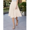 image:imageGRACE KARIN Pleated Midi Skirt for WomenChiffon Elastic High Waist Knee Length SkirtsSwing Flare ALine OutfitsBeige