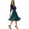 image:imageGRACE KARIN Pleated Midi Skirt for WomenChiffon Elastic High Waist Knee Length SkirtsSwing Flare ALine OutfitsBlackish Green