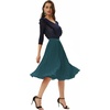 image:imageGRACE KARIN Pleated Midi Skirt for WomenChiffon Elastic High Waist Knee Length SkirtsSwing Flare ALine OutfitsBlue Green