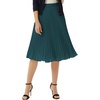 image:imageGRACE KARIN Pleated Midi Skirt for WomenChiffon Elastic High Waist Knee Length SkirtsSwing Flare ALine OutfitsBlue Green