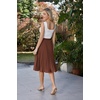 image:imageGRACE KARIN Pleated Midi Skirt for WomenChiffon Elastic High Waist Knee Length SkirtsSwing Flare ALine OutfitsCaramel