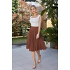 image:imageGRACE KARIN Pleated Midi Skirt for WomenChiffon Elastic High Waist Knee Length SkirtsSwing Flare ALine OutfitsCaramel