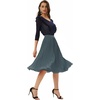 image:imageGRACE KARIN Pleated Midi Skirt for WomenChiffon Elastic High Waist Knee Length SkirtsSwing Flare ALine OutfitsDark Gray