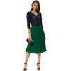 image:imageGRACE KARIN Pleated Midi Skirt for WomenChiffon Elastic High Waist Knee Length SkirtsSwing Flare ALine OutfitsDark Green