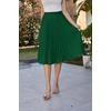 image:imageGRACE KARIN Pleated Midi Skirt for WomenChiffon Elastic High Waist Knee Length SkirtsSwing Flare ALine OutfitsDark Green