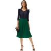 image:imageGRACE KARIN Pleated Midi Skirt for WomenChiffon Elastic High Waist Knee Length SkirtsSwing Flare ALine OutfitsDark Green