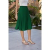 image:imageGRACE KARIN Pleated Midi Skirt for WomenChiffon Elastic High Waist Knee Length SkirtsSwing Flare ALine OutfitsDark Green