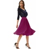 image:imageGRACE KARIN Pleated Midi Skirt for WomenChiffon Elastic High Waist Knee Length SkirtsSwing Flare ALine OutfitsDark Purple