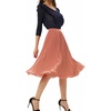 image:imageGRACE KARIN Pleated Midi Skirt for WomenChiffon Elastic High Waist Knee Length SkirtsSwing Flare ALine OutfitsDark Salmon