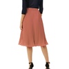 image:imageGRACE KARIN Pleated Midi Skirt for WomenChiffon Elastic High Waist Knee Length SkirtsSwing Flare ALine OutfitsDark Salmon