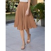 image:imageGRACE KARIN Pleated Midi Skirt for WomenChiffon Elastic High Waist Knee Length SkirtsSwing Flare ALine OutfitsDeep Khaki