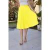 image:imageGRACE KARIN Pleated Midi Skirt for WomenChiffon Elastic High Waist Knee Length SkirtsSwing Flare ALine OutfitsLemon Tonic