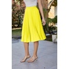 image:imageGRACE KARIN Pleated Midi Skirt for WomenChiffon Elastic High Waist Knee Length SkirtsSwing Flare ALine OutfitsLemon Tonic