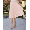 image:imageGRACE KARIN Pleated Midi Skirt for WomenChiffon Elastic High Waist Knee Length SkirtsSwing Flare ALine OutfitsLight Apricot