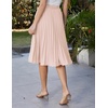 image:imageGRACE KARIN Pleated Midi Skirt for WomenChiffon Elastic High Waist Knee Length SkirtsSwing Flare ALine OutfitsLight Apricot