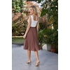image:imageGRACE KARIN Pleated Midi Skirt for WomenChiffon Elastic High Waist Knee Length SkirtsSwing Flare ALine OutfitsLight Brown