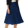 image:imageGRACE KARIN Pleated Midi Skirt for WomenChiffon Elastic High Waist Knee Length SkirtsSwing Flare ALine OutfitsNavy