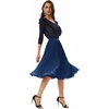 image:imageGRACE KARIN Pleated Midi Skirt for WomenChiffon Elastic High Waist Knee Length SkirtsSwing Flare ALine OutfitsNavy