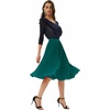 image:imageGRACE KARIN Pleated Midi Skirt for WomenChiffon Elastic High Waist Knee Length SkirtsSwing Flare ALine OutfitsPeacock Blue