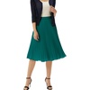 image:imageGRACE KARIN Pleated Midi Skirt for WomenChiffon Elastic High Waist Knee Length SkirtsSwing Flare ALine OutfitsPeacock Blue