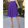 image:imageGRACE KARIN Pleated Midi Skirt for WomenChiffon Elastic High Waist Knee Length SkirtsSwing Flare ALine OutfitsPurple