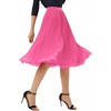 image:imageGRACE KARIN Pleated Midi Skirt for WomenChiffon Elastic High Waist Knee Length SkirtsSwing Flare ALine OutfitsRose Pink