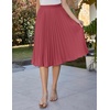 image:imageGRACE KARIN Pleated Midi Skirt for WomenChiffon Elastic High Waist Knee Length SkirtsSwing Flare ALine OutfitsWatermelon Red