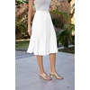 image:imageGRACE KARIN Pleated Midi Skirt for WomenChiffon Elastic High Waist Knee Length SkirtsSwing Flare ALine OutfitsWhite