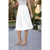 image:imageGRACE KARIN Pleated Midi Skirt for WomenChiffon Elastic High Waist Knee Length SkirtsSwing Flare ALine OutfitsWhite