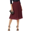 image:imageGRACE KARIN Pleated Midi Skirt for WomenChiffon Elastic High Waist Knee Length SkirtsSwing Flare ALine OutfitsWine Red