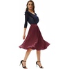 image:imageGRACE KARIN Pleated Midi Skirt for WomenChiffon Elastic High Waist Knee Length SkirtsSwing Flare ALine OutfitsWine Red