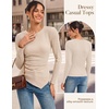 image:imageGRACE KARIN Womens 2026 Long Sleeve Tops Ribbed Knit Basic Blouses Stretch Fall Shirts Dressy Casual ClothesApricot