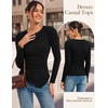 image:imageGRACE KARIN Womens 2026 Long Sleeve Tops Ribbed Knit Basic Blouses Stretch Fall Shirts Dressy Casual ClothesBlack