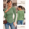 image:imageGRACE KARIN Womens 2026 Long Sleeve Tops Ribbed Knit Basic Blouses Stretch Fall Shirts Dressy Casual ClothesLight Green
