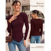 image:imageGRACE KARIN Womens 2026 Long Sleeve Tops Ribbed Knit Basic Blouses Stretch Fall Shirts Dressy Casual ClothesWine