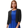 image:imageGRACE KARIN Womens 34 Sleeve Knit Cropped Cardigan Sweaters Lightweight Open Front Bolero Shrugs Sweater for DressBlack