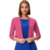 image:imageGRACE KARIN Womens 34 Sleeve Knit Cropped Cardigan Sweaters Lightweight Open Front Bolero Shrugs Sweater for DressPink